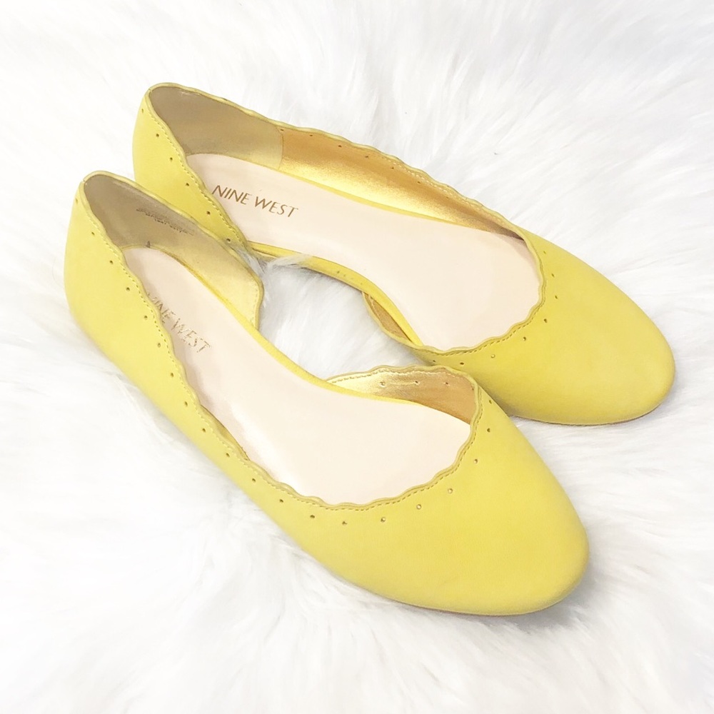 Nine West Leather Upper Flats Yellow Size Size 8.5